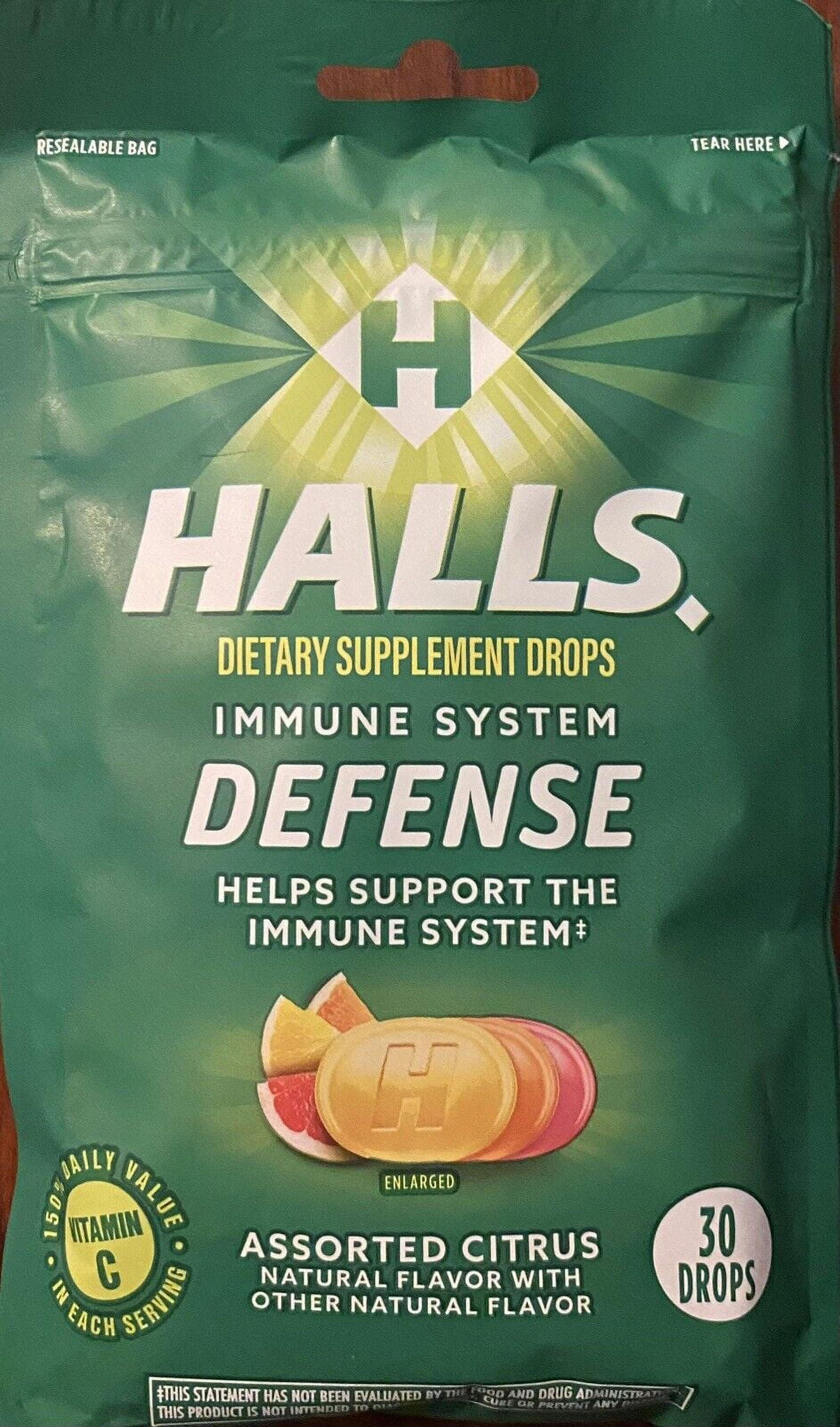 Halls Defense ASSORTED CITRUS Immune System Support Cough Drops 30