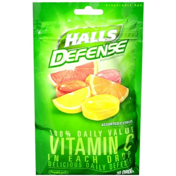 Halls Defense Vitamin C Drops Assorted Citrus 30 Each (Pack of 4)