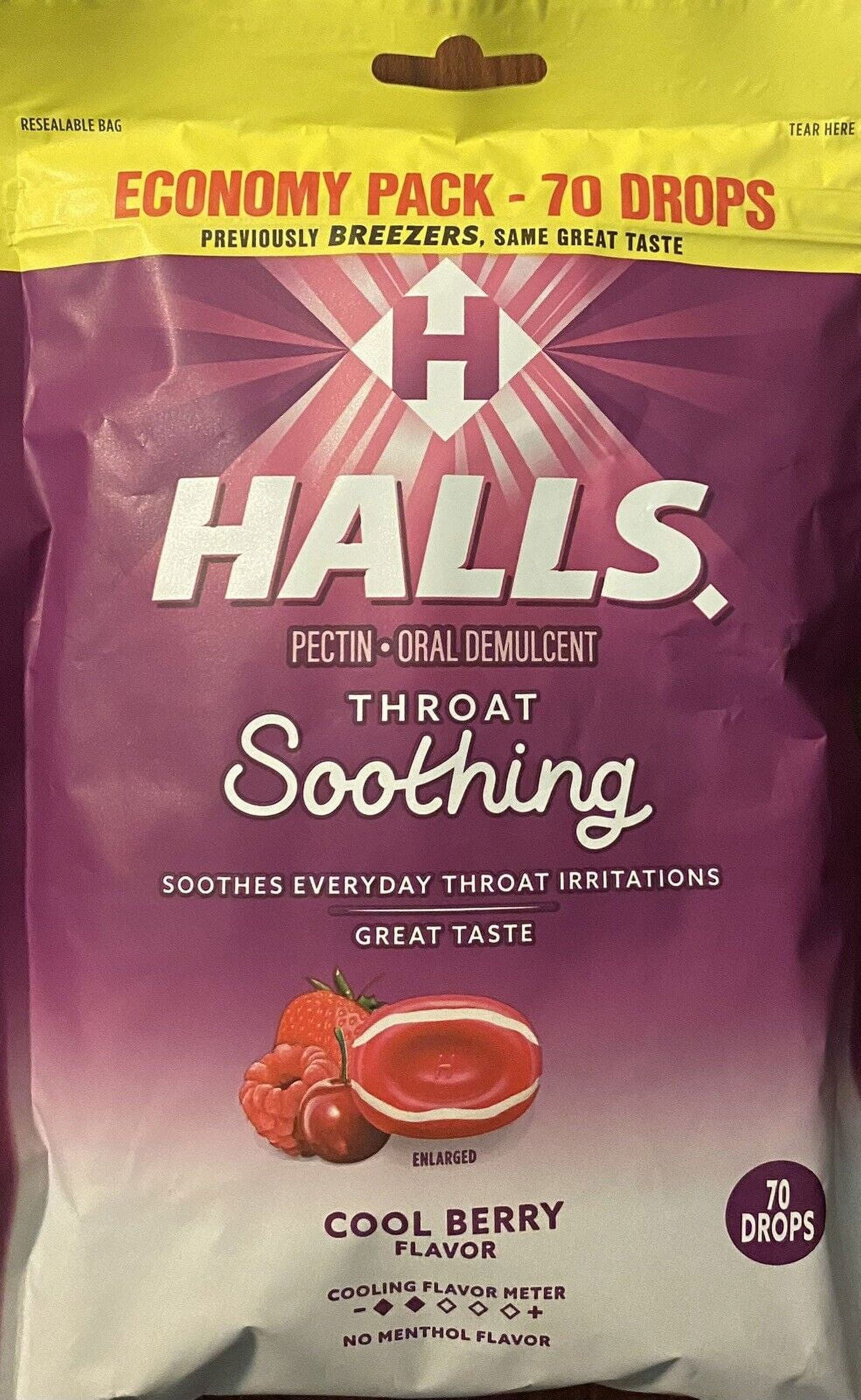 Halls ECONOMY Pack COOL BERRY Throat Soothing 70 Cough Drops NEW