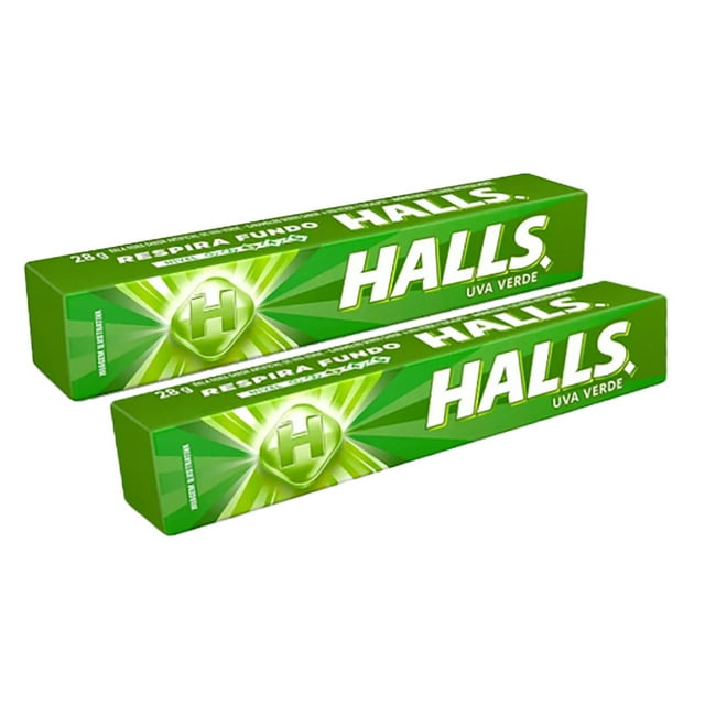 Halls Green Grape / Uva Verde Throat Drops, Two Packs of 10 Drops (20