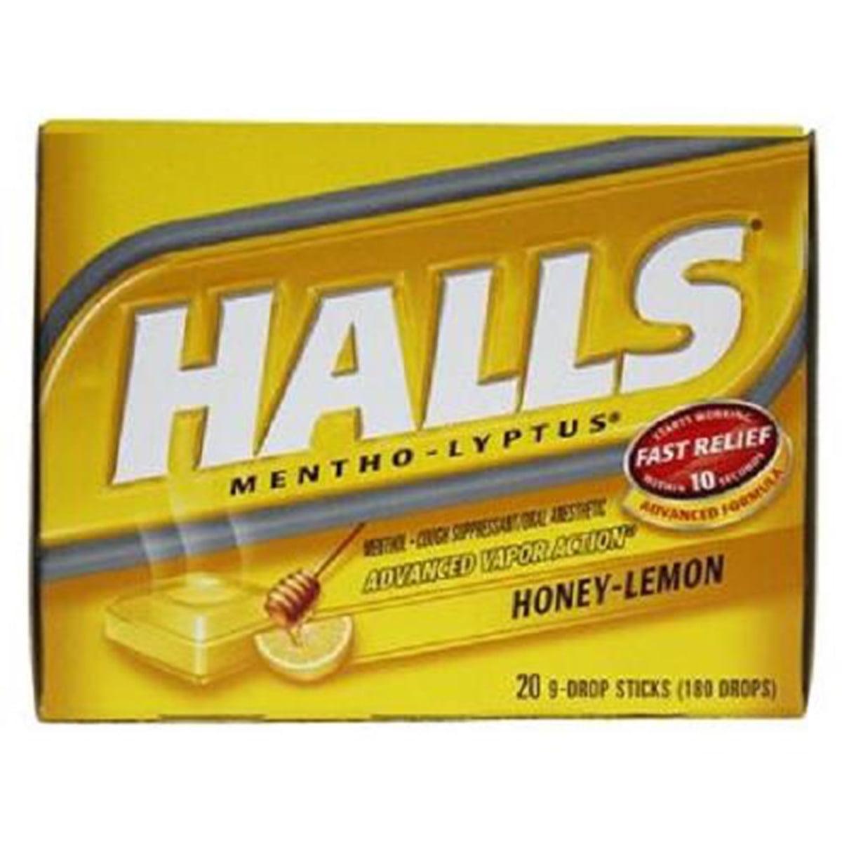 Halls, Honey Lemon, Count 20 (9Drops) Cough Drops / Grab Varieties