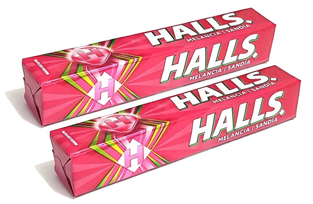 Halls Melancia Sandia / Watermelon Throat Drops, Two Packs of 10