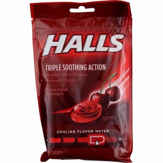 Halls Mentho-Lyptus Drops Cherry 30 Each (Pack of 2)