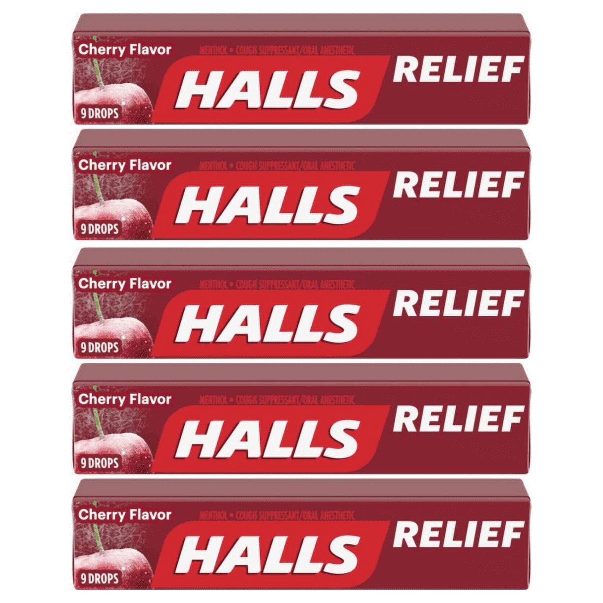 Halls Relief CHERRY Flavor Cough Suppressant Oral Anesthetic 9 Drops