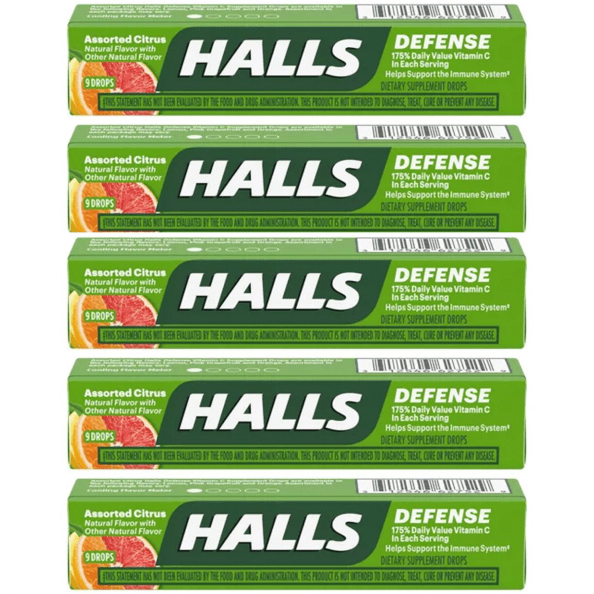 Halls Relief DEFENSE ASSORTED CITRUS VITAMIN C Flavor Cough Suppressant