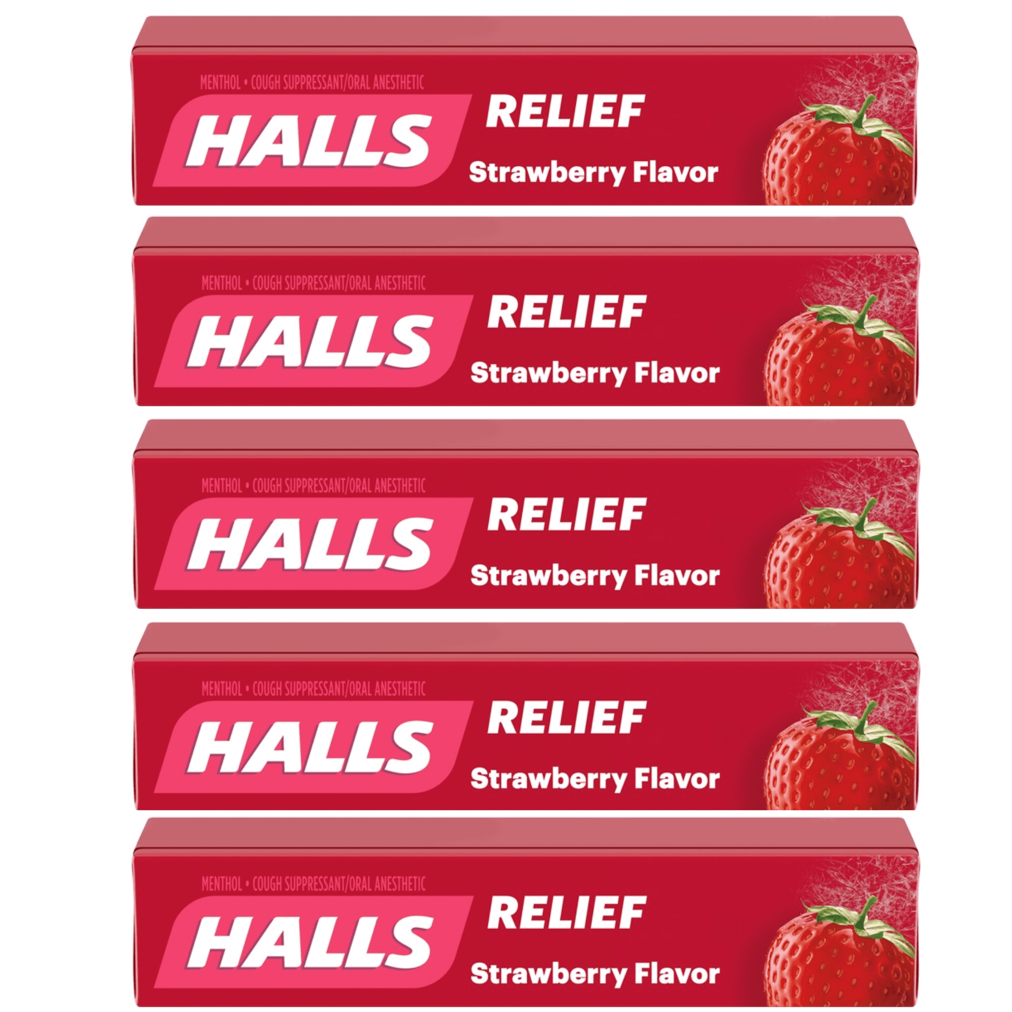 Halls Relief STRAWBERRY Flavor Cough Suppressant Oral Anesthetic 9