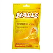 Halls Triple Soothing Action Cough Drops, Honey Lemon 30 Each  Pack of 6