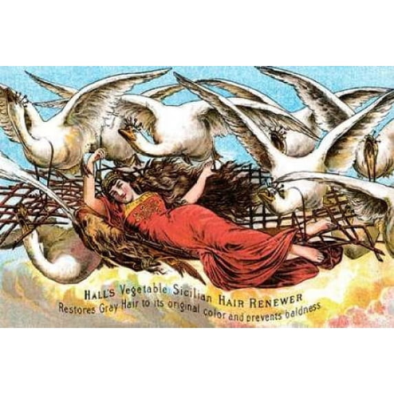 Halls Vegetable Sicillian Hair Renewer Poster Print by Advertisement (12 x 18)