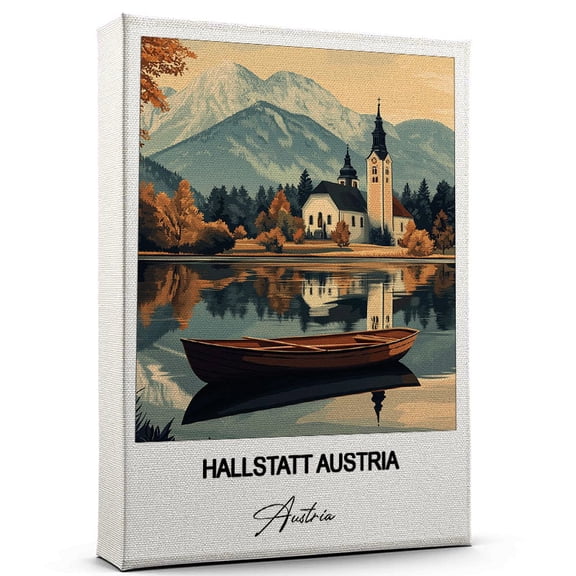 Hallstatt Austria Travel Art Canvas Modern Wall Art Inspired by Austria Canvas Great Gift for Travel Lovers Ready to Hang