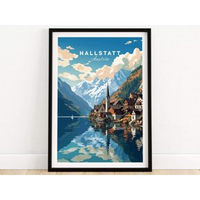 Hallstatt Print Austria Travel Poster Birthday present Wedding anniversary gift Art Print