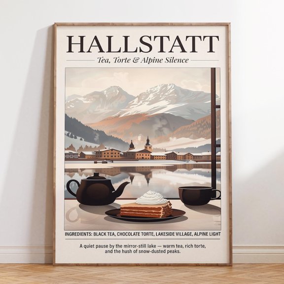Hallstatt Tea Menu Tea Torte Alpine Silence Cozy Kitchen Poster Unframed Paper Print