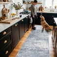 thumbnail image 1 of Hallway 2x10 Washable Runner Rug: Abstract Kitchen Stove Rugs Low-pile Stain Resistant Entryway Area Rug Cozy Bedroom Soft Floor Mat Non-slip Farmhouse Carpet For Bathroom Living Room(2x10 Blue/ivory, 1 of 7
