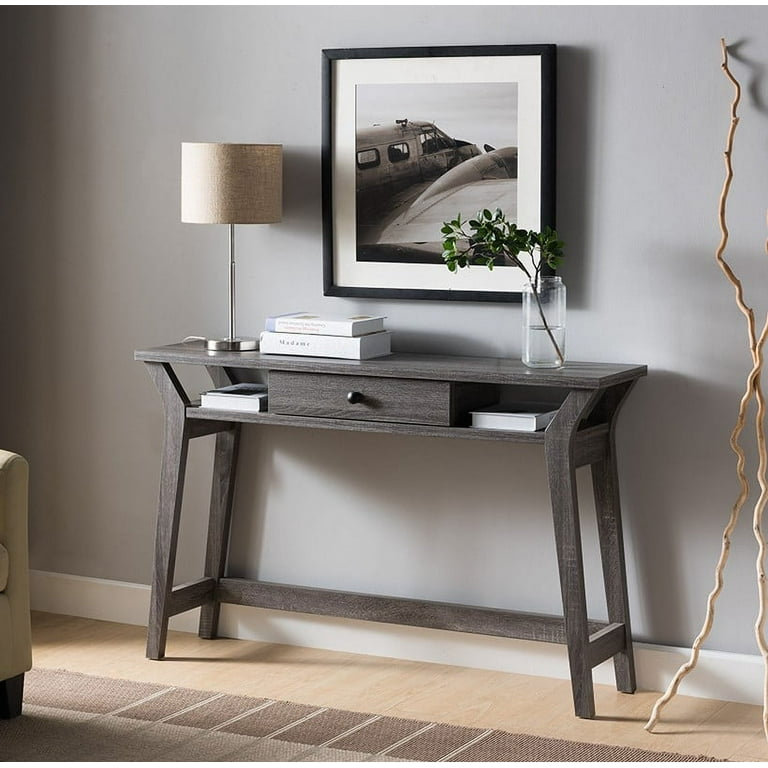 Hallway Console Table 47 Entryway Table with Drawer Wooden Distressed Grey