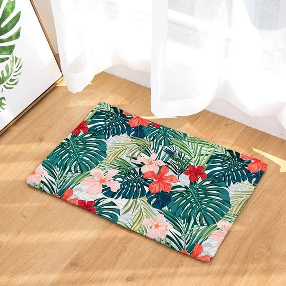 Hallway Mats Green Plants Print Bedroom Living Room Floor Rugs Anti-Slip Kitchen Bathroom Carpet Washable