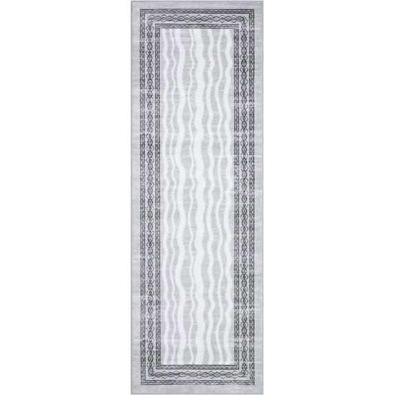 Hallway Rugs 9x12 Rug Runner Printed Vintage Floral Machine Washable Kitchen Runners Non-Slip Rubber Backed Runners for Hallways Laundry Room Distressed Boho Rugs for Entryway Bedroom, Grey