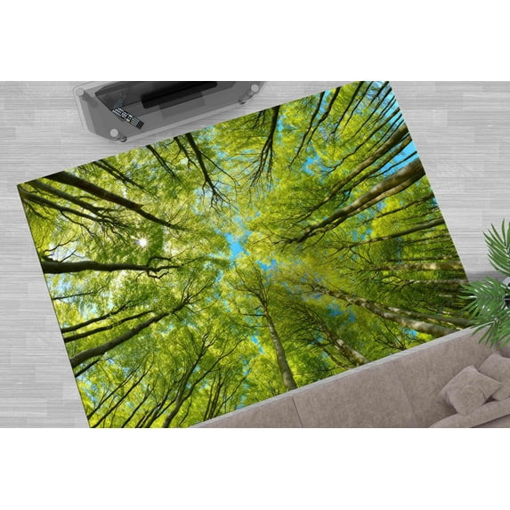 Hallway Rugs, Tree Branch Landscape Rugs, Non Slip Rugs, Cool Rugs, Forest Rug, View Rug, Forest Rug Gift Rug, Personalized Rugs, Green Rug, 1.7'x2.3' - 50x70 cm