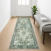 Brisasol Runner Rug for Floors 2x5 Washable Kitchen Rug and Runners Low Pile Soft Printed Green Indoor Carpet Runner for Hallway Bedroom Entryway