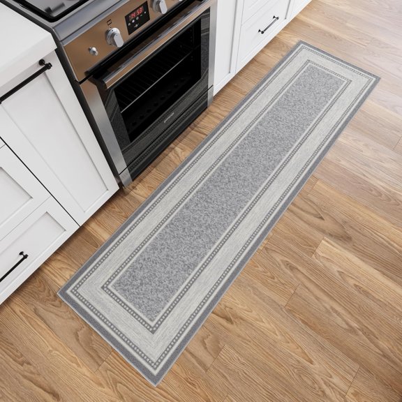 Hallway Runner Rug 1'10" x 7' Non Slip Border Area Rugs Easy to Clean Laundry Rug Runner Durable & Pet Friendly Floor Carpet Runners for Hallways Entryway Living Room Kitchen, Light Gray