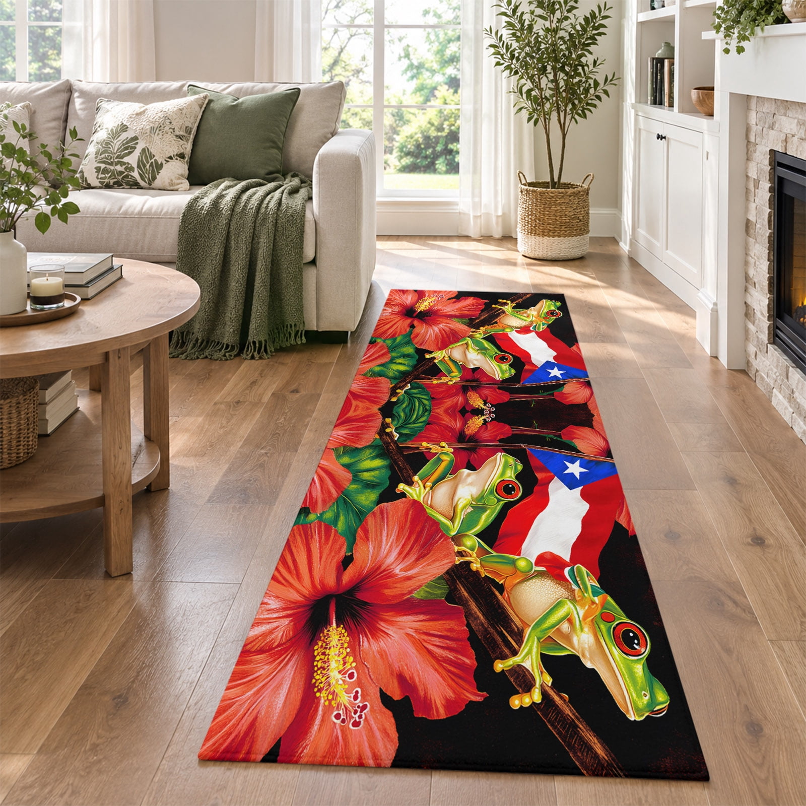 Puerto Rican Rug Designs Hallway Runner Rug 2.6x12ft, Puerto Rico Flag Non Slip Area Rugs for ...