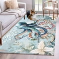 thumbnail image 1 of Hallway Runner Rug 2.7'x5', Coastal Octopus Long Non-slip Runner Rugs, Summer Beach Vintage Ocean Coral Washable Outdoor Indoor Throw Floor Carpet Mat for Living Room/Bedroom/Kitchen/Office/Laundry, 1 of 9