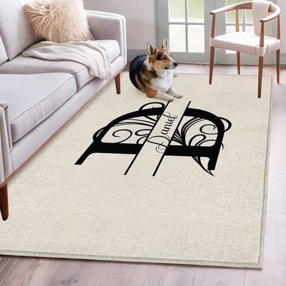 Hallway Runner Rug 2.7'x5', Letter D Long Non-slip Runner Rugs, Monogram Words Washable Outdoor Indoor Throw Floor Carpet Mat for Living Room/Bedroom/Kitchen/Office/Laundry