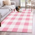 thumbnail image 1 of Hallway Runner Rug 2.7'x5', Pink Checkered Long Non-slip Runner Rugs, Pink White Buffalo Plaid Washable Outdoor Indoor Throw Floor Carpet Mat for Living Room/Bedroom/Kitchen/Office/Laundry, 1 of 9