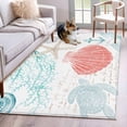 thumbnail image 1 of Hallway Runner Rug 2.7'x5', Teal Red Coastal Nautical Long Non-slip Runner Rugs, Beach Sea Turtle Ocean Coral Starfish Outdoor Indoor Throw Floor Carpet Mat for Living Room/Bedroom/Office/Laundry, 1 of 9