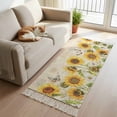 thumbnail image 1 of Hallway Runner Rug 2'x 6', Sunflower Farmhouse Reversible Washable Rug with Tassels, Spring Summer Retro Floral Butterflies Decorative Modern Soft Carpet Mat for Living Room, Kitchen, Dining Room, 1 of 9