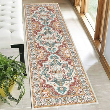 2' x 6' Boho Runner Rug Non Slip Washable Soft Carpet Area Rug for Entryway Hallway Kitchen Bedroom