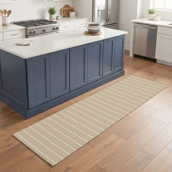Hallway Runner Rug 2'x6', Brown Modern Kitchen Runner Rugs Non-Slip Carpet Mats, Farmhouse Geometric Vertical Stripes Retro Bedside Rugs Runners Washable Floor Carpet for Bathroom Laundry Room