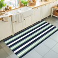 thumbnail image 1 of Hallway Runner Rug 2'x6', Green Navy Blue Striped Kitchen Runner Rugs Non-Slip Carpet Mats, Chic Abstract Lines Geometric Bedside Rugs Runners Washable Floor Carpet for Bathroom Laundry Room, 1 of 8