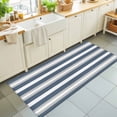 thumbnail image 1 of Hallway Runner Rug 2'x6', Haze Blue Stripe Kitchen Runner Rugs Non-Slip Carpet Mats, Farmhouse Blue Gray Striped Bedside Rugs Runners Washable Floor Carpet for Bathroom Laundry Room, 1 of 8