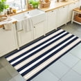 thumbnail image 1 of Hallway Runner Rug 2'x6', Khaki Navy Blue Striped Kitchen Runner Rugs Non-Slip Carpet Mats, Farmhouse Abstract Lines Art Bedside Rugs Runners Washable Floor Carpet for Bathroom Laundry Room, 1 of 8