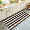 thumbnail image 1 of Hallway Runner Rug 2'x6', Orange Navy Blue Striped Kitchen Runner Rugs Non-Slip Carpet Mats, Minimalist Farmhouse Lines Bedside Rugs Runners Washable Floor Carpet for Bathroom Laundry Room, 1 of 8