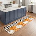 thumbnail image 1 of Hallway Runner Rug 2'x6', Orange White Pumpkin Fall Kitchen Runner Rugs Non-Slip Carpet Mats, Thanksgiving Eucalyptus Plaid Bedside Rugs Runners Washable Floor Carpet for Bathroom Laundry Room, 1 of 8