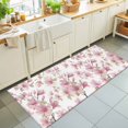 thumbnail image 1 of Hallway Runner Rug 2'x6', Pink Flowers Kitchen Runner Rugs Non-Slip Carpet Mats, Spring Watercolor Botanical Floral Leaf Plant Bedside Rugs Runners Washable Floor Carpet for Bathroom Laundry Room, 1 of 8