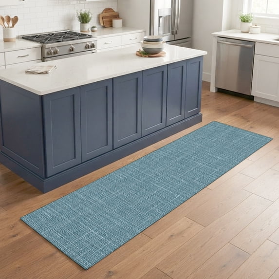 Hallway Runner Rug 2'x6', Steel Blue Kitchen Runner Rugs Non-Slip Carpet Mats, Rustic Farmhouse Solid Color Bedside Rugs Runners Washable Floor Carpet for Bathroom Laundry Room