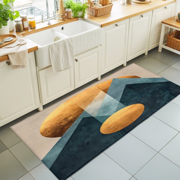 Hallway Runner Rug 2'x6', Vintage Boho Kitchen Runner Rugs Non-Slip Carpet Mats, Abstract Mountains Sun Geometric Bedside Rugs Runners Washable Floor Carpet for Bathroom Laundry Room