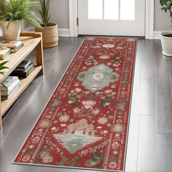 Hallway Runner Rug 2'x6' Washable Area Rugs Non Slip Laundry Rug Runner Floor Carpet Runners for Hallways Entryway Laundry Room Kitchen