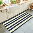 thumbnail image 1 of Hallway Runner Rug 2'x6', Yellow Navy Blue Striped Kitchen Runner Rugs Non-Slip Carpet Mats, Neutral Minimalist Lines Bedside Rugs Runners Washable Floor Carpet for Bathroom Laundry Room, 1 of 8