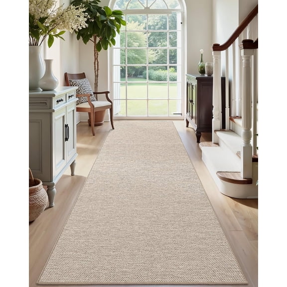 Hallway Runner Rug 2x6, Non Slip Rubber Backed Runners Carpet, Ultra Thin Entryway Rugs Indoor for Kitchen Hallway Entrance Bedroom, Beige