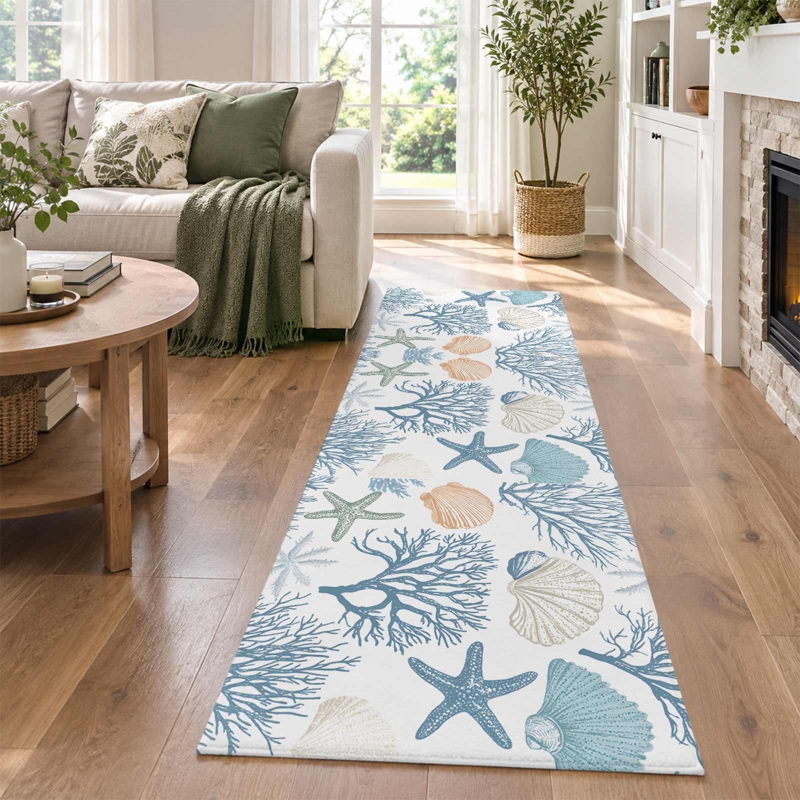 Hallway Runner Rug 2x6ft, Blue Coastal Non Slip Kitchen Runner Rugs ...