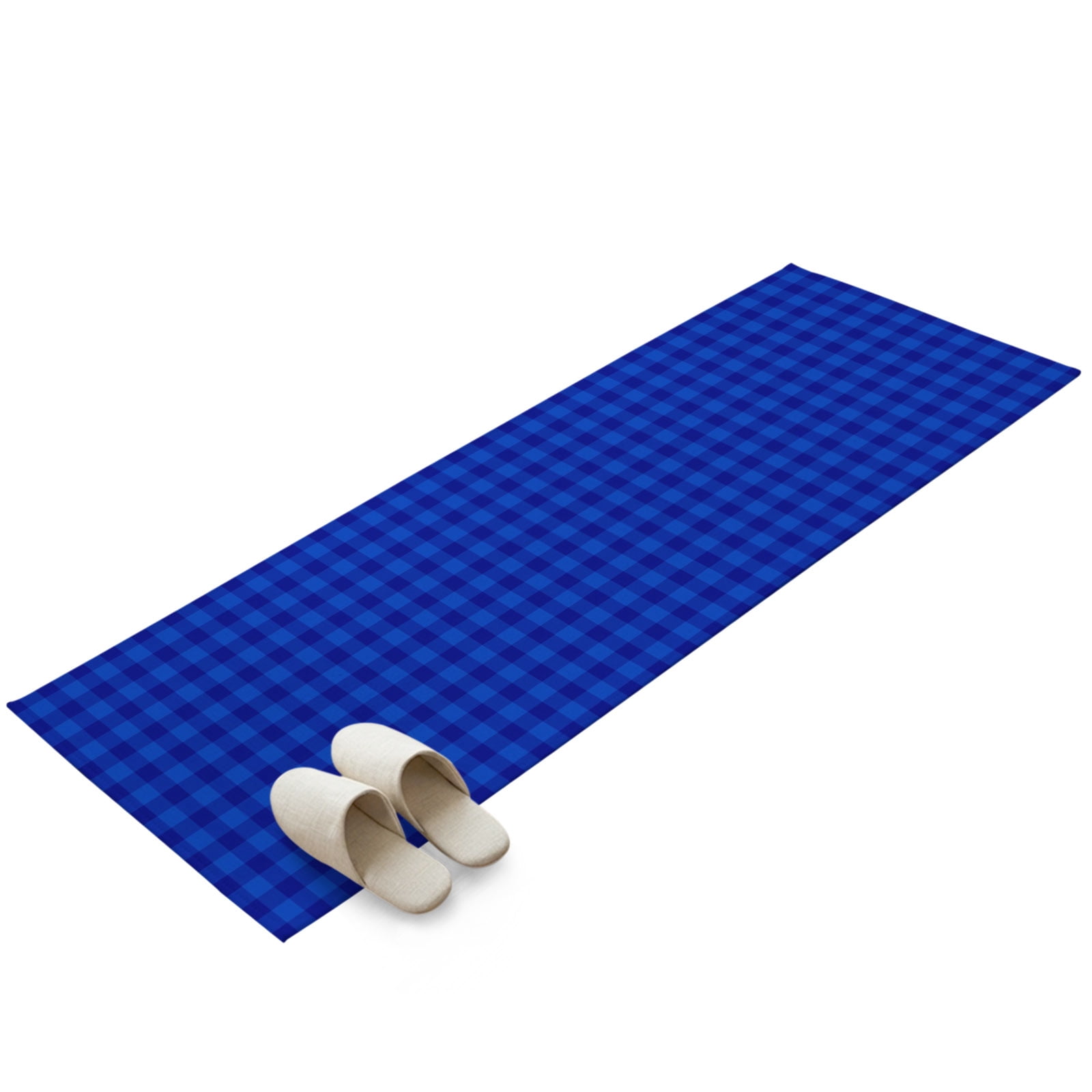 Hallway Runner Rug 2x6ft Blue Gingham Plaid Washable Runner Rug Non ...