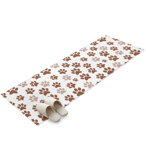 Hallway Runner Rug 2x6ft Brown Dog Paw Prints Washable Runner Rug Non ...