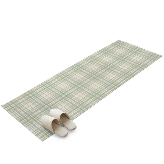 Hallway Runner Rug 2x6ft Buffalo Plaid Washable Runner Rug Non Slip Non-Shedding Low-Profile Sage Green Olive Farmhouse Gingham Striped Long Bathroom Floor Carpet Rugs for Kitchen Entryway Bedside
