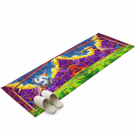 Hallway Runner Rug 2x6ft Football Goal Washable Runner Rug Non Slip Soft Non-Shedding Low-Profile Abstract Graffiti Balls Sports Gaming Long Bathroom Floor Carpet Rugs for Kitchen Entryway Bedside