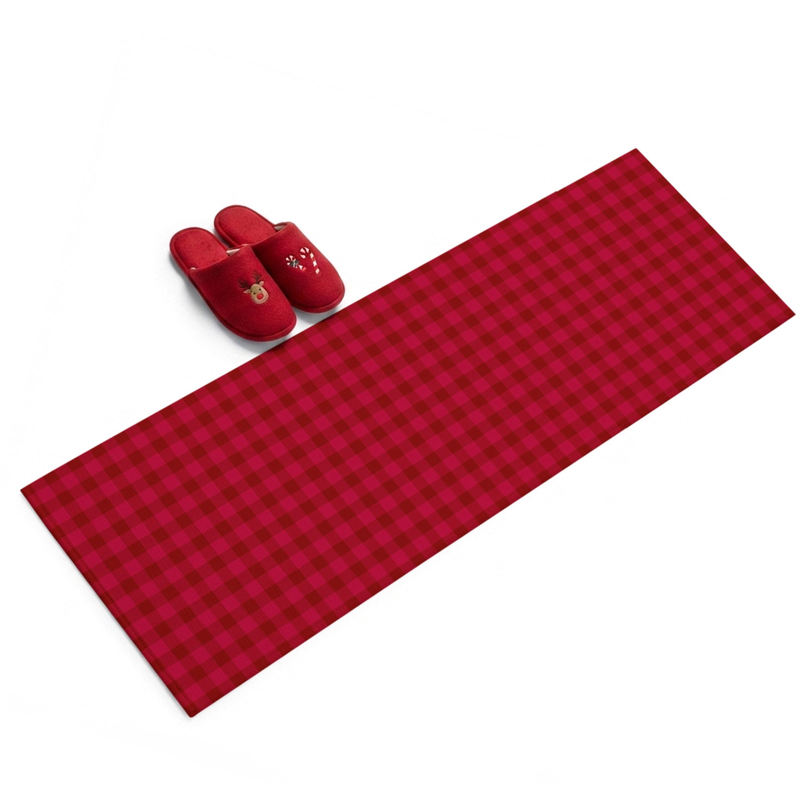Hallway Runner Rug 2x6ft Red Gingham Plaid Washable Runner Rug Non Slip ...