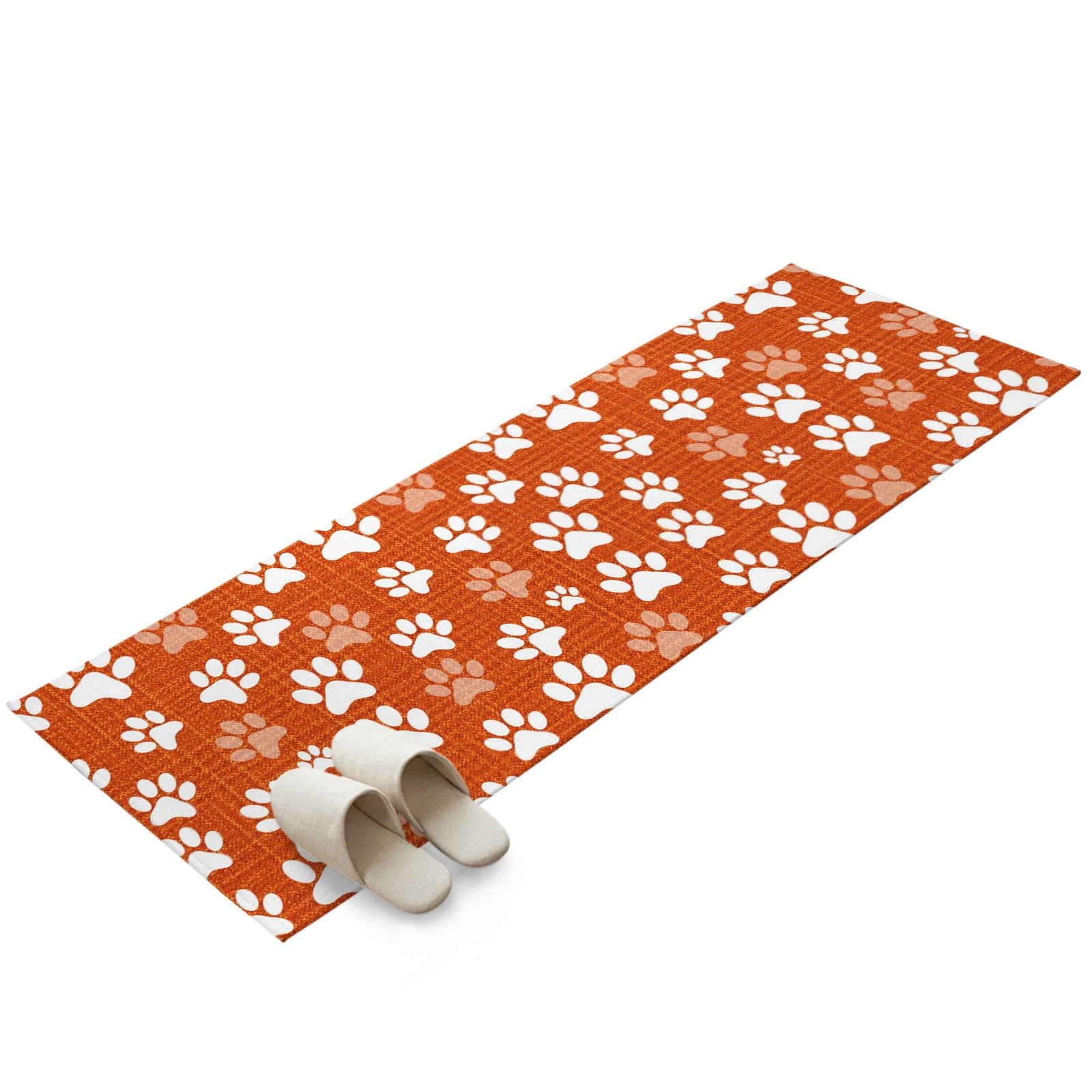 Long Red Rugs Hallway Runner Rug 2x6ft Rustic Red White Dog Paw Washable Runner Rug ...