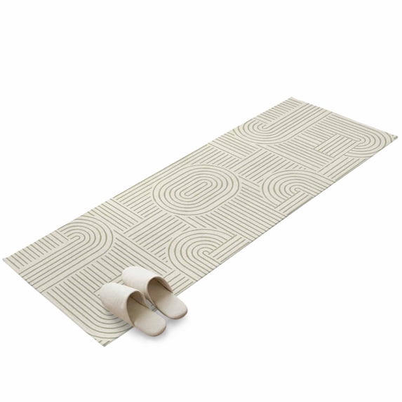 Hallway Runner Rug 2x6ft Sage Green Boho Washable Runner Rug Non Slip Soft Non-Shedding Low-Profile Abstract Geometric Curves Lines Modern Long Bathroom Floor Carpet Rugs for Kitchen Entryway Bedside