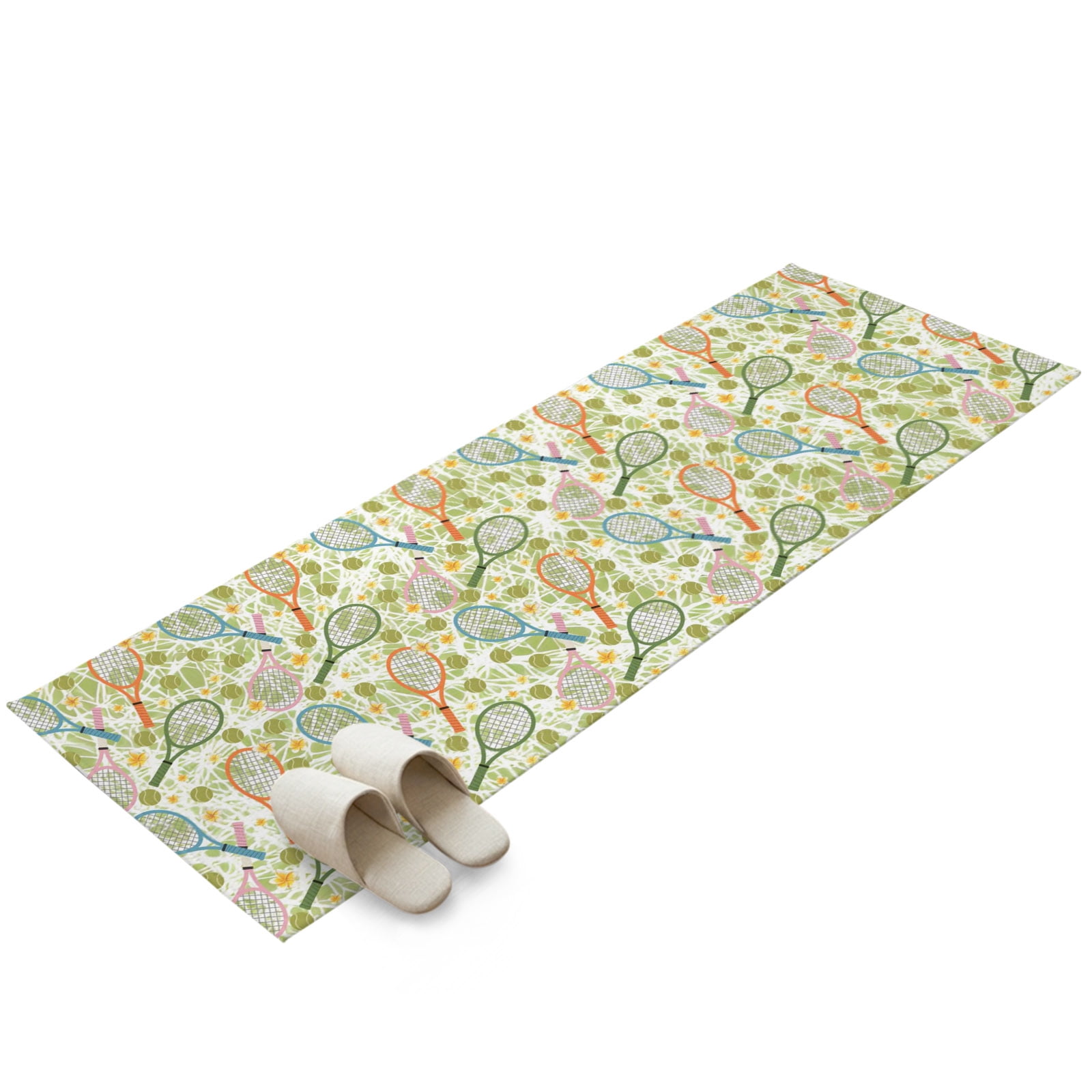 Green Roses Rug Hallway Runner Rug 2x6ft Tennis Sports Washable Runner Rug Non Slip ...